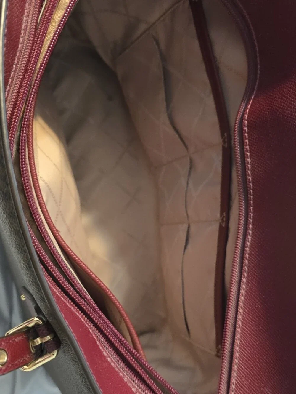 Michael Kors Brown and Burgundy Signature Tote